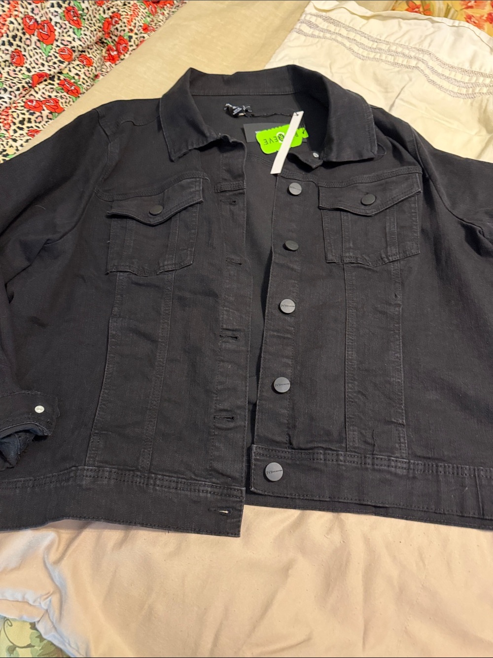 Jones New York Black Denim Jacket - Button Front